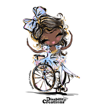 Load image into Gallery viewer, Ballerina Using a Wheelchair, Dark Brown Woman with Black Hair Sticker