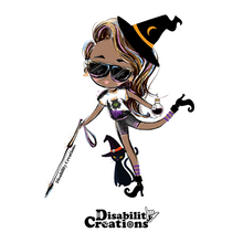 Load image into Gallery viewer, White Cane Sticker, Witch
