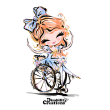 Load image into Gallery viewer, Ballerina Using a Wheelchair, Red Hair Sticker