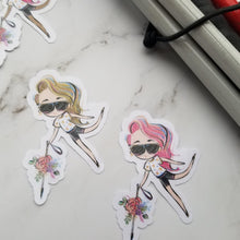 Load image into Gallery viewer, Stickers on the left side of a white.cane.