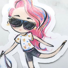 Load image into Gallery viewer, A closer look at her face, featuring the light skin and dyed pink hair option.