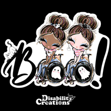 Load image into Gallery viewer, The Boo! Sticker. The Disability Creations Logo at the bottom.