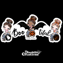 Load image into Gallery viewer, Boo-tiful Ladies Halloween Sticker - Inclusive Wheelchair Design
