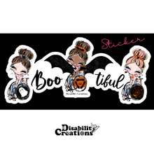 Load image into Gallery viewer, Boo-tiful Ladies Halloween Sticker - Inclusive Wheelchair Design