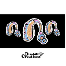 Load image into Gallery viewer, Three stickers on a black background sticker. The Disability Creations logo is on the bottom. ⁠ 
