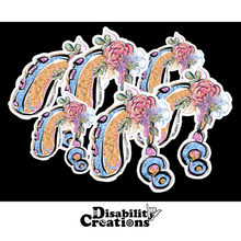 Load image into Gallery viewer, Multiple stickers piled on top of each other. The Disability Creations logo is on the bottom center.