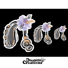 Load image into Gallery viewer, Three different size stickers lined up. The Disability Creations logo is on the bottom. 