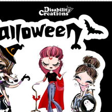 Load image into Gallery viewer, A closer look of the ladies dressed as a vampire and ghost.
