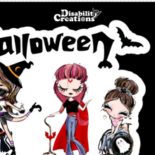 Load image into Gallery viewer, A closer look of the ladies dressed as a vampire and ghost.