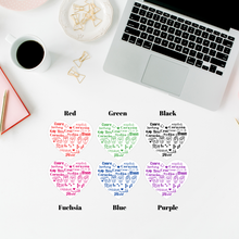 Load image into Gallery viewer, A laptop surrounded by paper clips, coffee, note book and 6 different color options. (red, green, black, fuchsia, blue and purple.