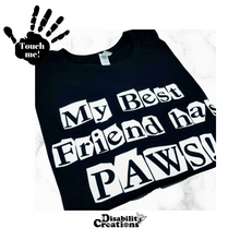 Load image into Gallery viewer, A folded shirt. On the top left is a black hand. On the palm, it says, "Touch me." The Disability Creations logo is at the bottom.