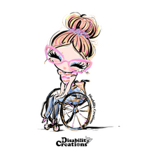 Load image into Gallery viewer, Pink Eyeglasses Wheelchair Beauty| Skin Tones and Hair Colors Options
