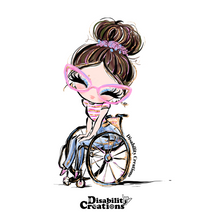 Load image into Gallery viewer, Pink Eyeglasses Wheelchair Beauty| Skin Tones and Hair Colors Options
