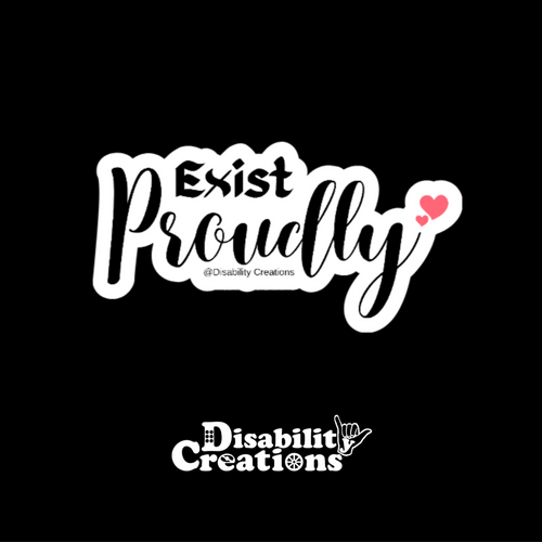 The sticker design with black Background with Disability Creations Logo