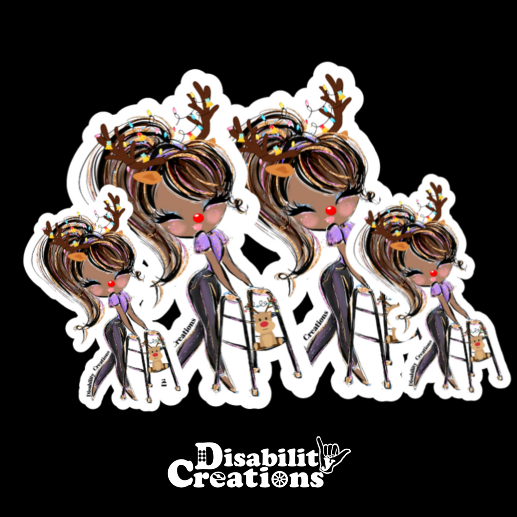 Two large and two small stickers of the black lady with brown hair option.