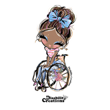 Load image into Gallery viewer, A Lady Using A Wheelchair With Brown Bun Hair Style Sticker
