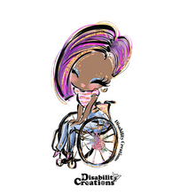 Load image into Gallery viewer, A Black Lady Using A Wheelchair with Bob Hair Style, Purple Hair Sticker

