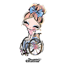 Load image into Gallery viewer, A Lady Using A Wheelchair With Blond Bun Hair Style Sticker
