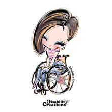 Load image into Gallery viewer, A-Lady-Using-A-Wheelchair-with-Bob-Hair-Style-Brown-Hair-Sticker

