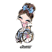 Load image into Gallery viewer, A Lady Using A Wheelchair With Brown Bun Hair Style Sticker
