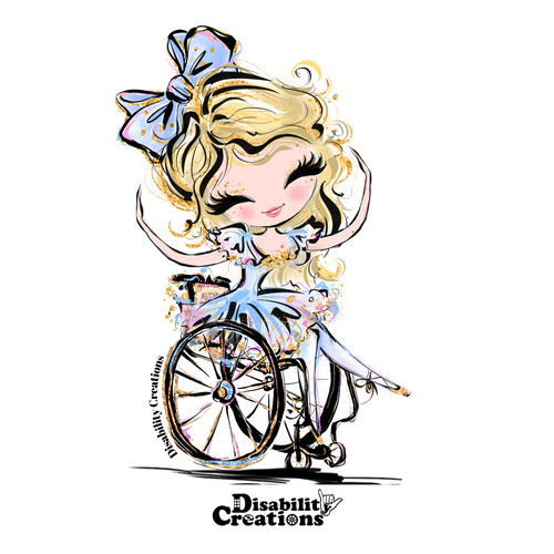 Ballerina Using a Wheelchair, Blond Hair Sticker