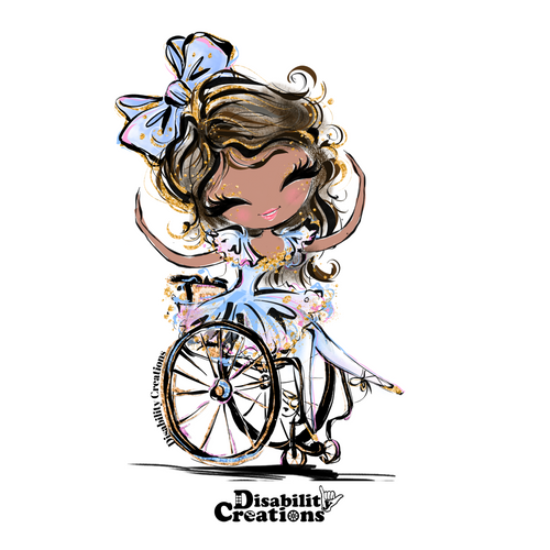 Ballerina Using a Wheelchair, Brown Woman with Brown Hair Sticker