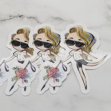 Load image into Gallery viewer, Three stickers lined up, featuring the light skin and blond hair option.
