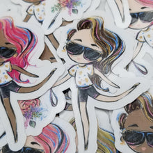 Load image into Gallery viewer, Multiple stickers are piled on top of each other, showcasing all available design options.  
