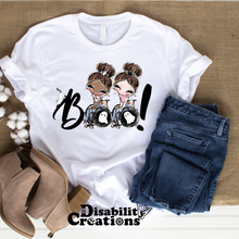 Load image into Gallery viewer, The Boo! Shirt in the middle of the brown boots and jeans. 
