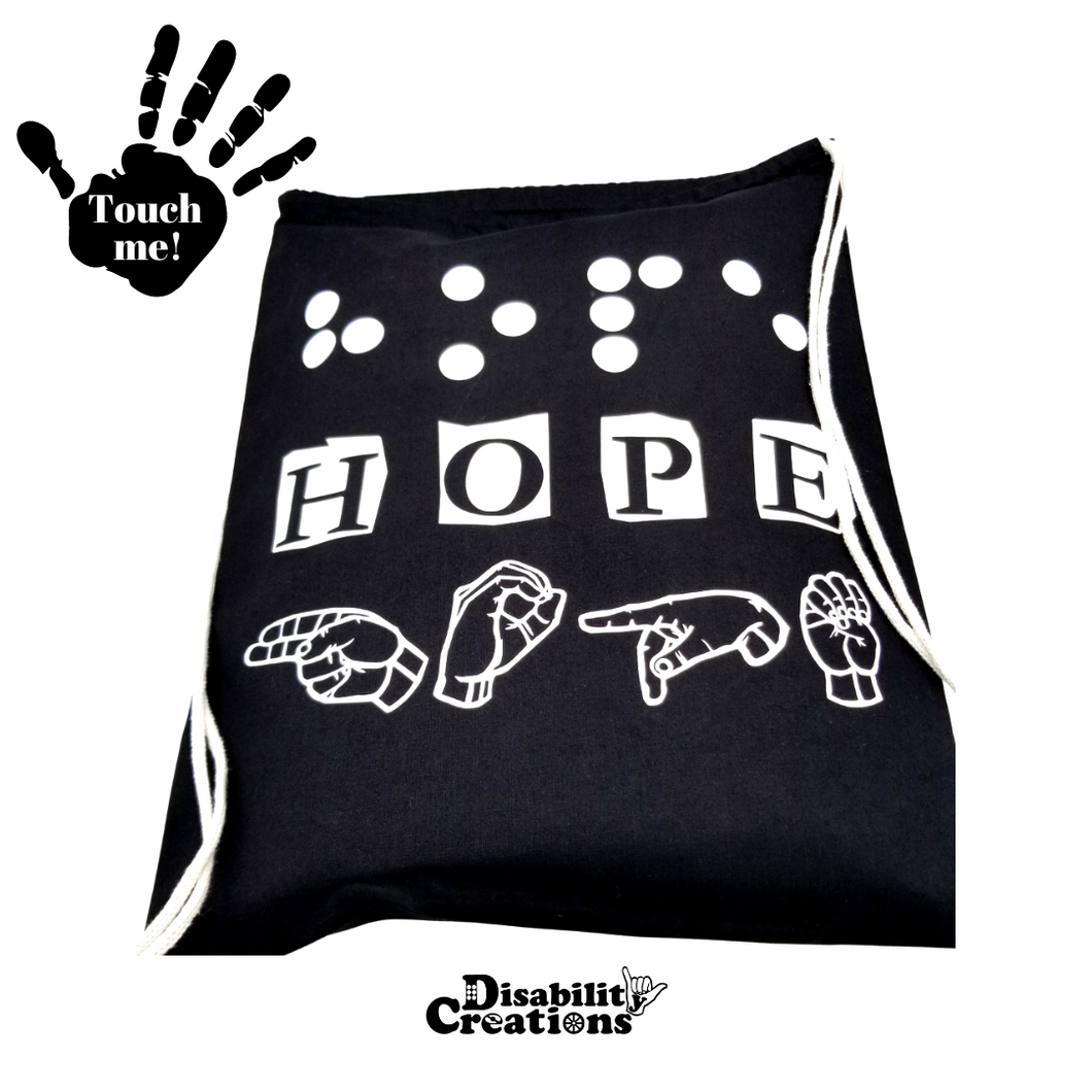 Hope Drawstring Bag (Feel the Design and Read Braille)