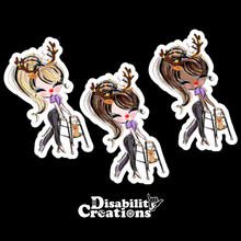 Load image into Gallery viewer, Three stickers, one of each option. Lady with Blond hair, Lady with Brown hair  and Black lady with brown hair.
