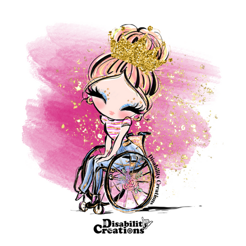 Miss Wheelchair USA, Blond Hair, Pink Background Sticker