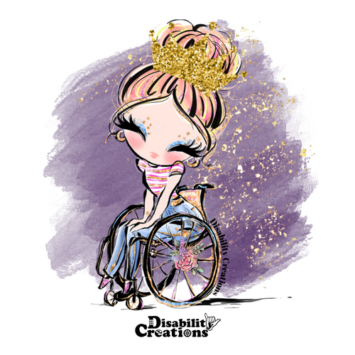 Miss Wheelchair USA, Blond Hair, Purple Background Sticker