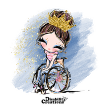 Load image into Gallery viewer, Miss Wheelchair USA, Brown Hair, Blue Background Sticker

