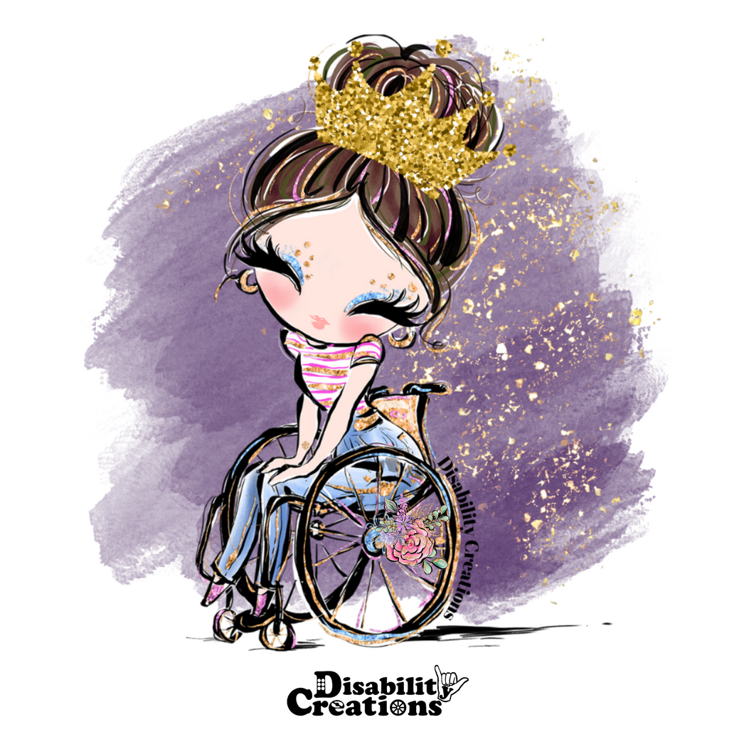 Miss Wheelchair USA, Brown Hair, Purple Background Sticker